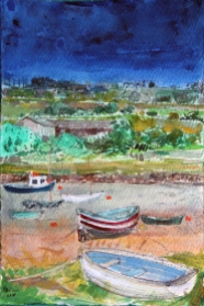 Rowing Boat Alnmouth Peter Quinn RWS watercolour 28x29cm £525
